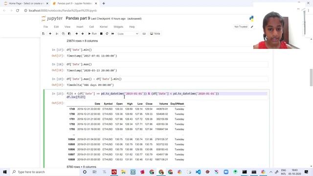 Working with dates and time series data - Pandas python tutorial 9/10 - Python for data science смотреть онлайн