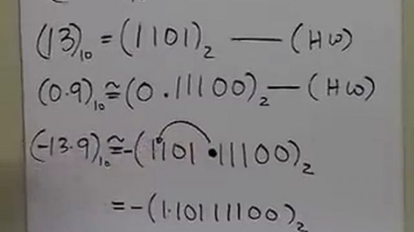 Floating Point Representation: Example Revised here: https://www.youtube.com/watch?v=ICJ5dtBUc1M