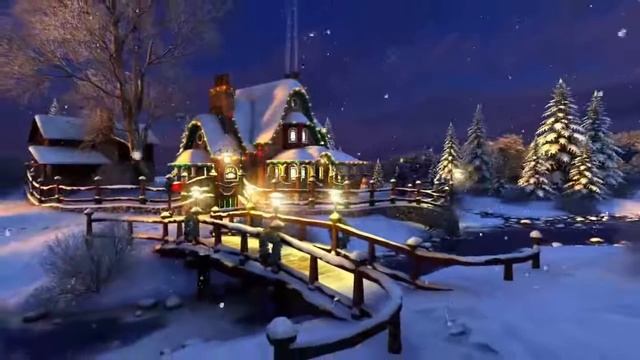 Домик + ручей зимой 3D смотреть онлайн