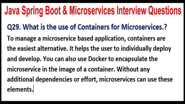 Java Spring Boot & Microservices Interview | Q29. What is the use of Containers for Microservices? смотреть онлайн