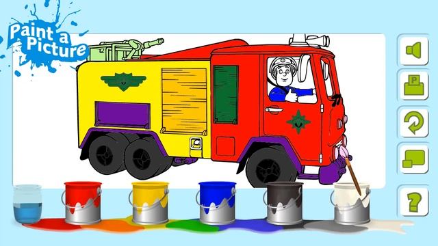Раскрасим пожарную машину - играем в мультики смотреть онлайн