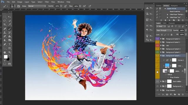 Splash Art Kit Photoshop Action Tutorial смотреть онлайн