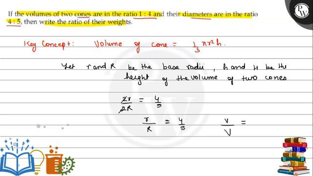 If the volumes of two cones are in the ratio 1: 4 and their diameters are in the ratio4: 5, then .. смотреть онлайн
