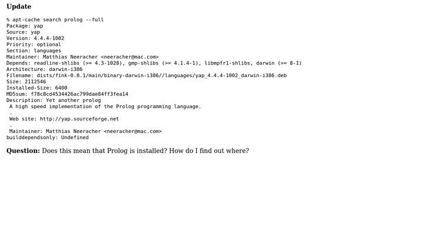 Mac OS X: Trying to install prolog using fink смотреть онлайн