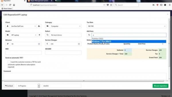 Repair Management System PHP MySQL Source Code
