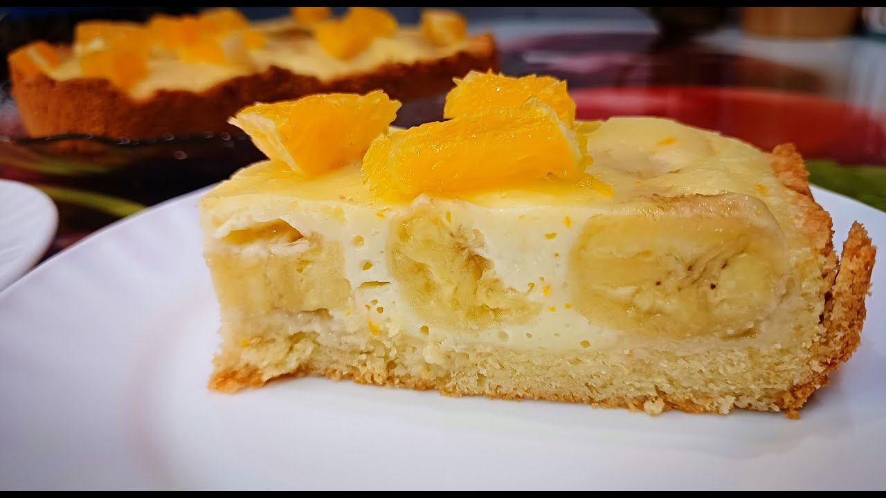 Пирог с бананами под нежной заливкой. Готовится проще простого, не понадобится даже миксер. смотреть онлайн