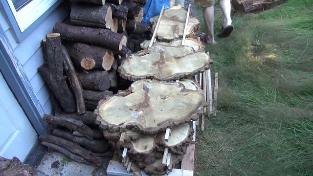 Woodworking, Cookies Air Drying. Воздушная сушка спилов акации смотреть онлайн