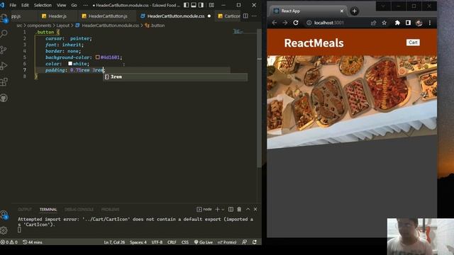 Food Order App in React JS (Tagalog) Part 03 - adding cart button component смотреть онлайн