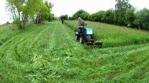Роторная косилка в деле. Заготовка сена на самодельном минитракторе 2019.