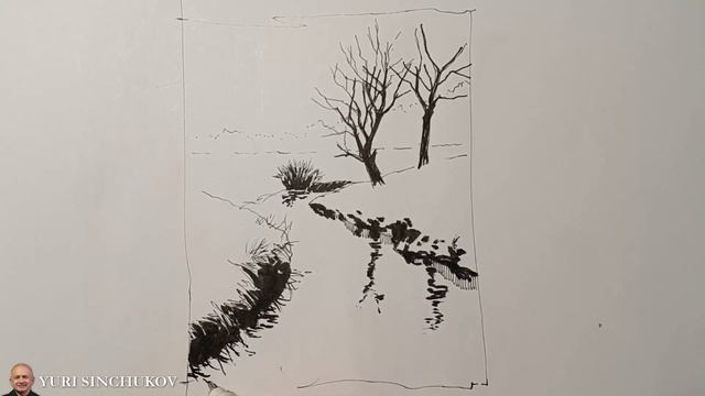 How to draw landscape with a black fineliner смотреть онлайн