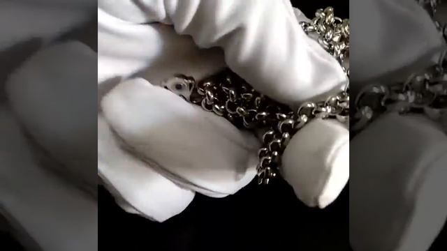 Православный крест ручной работы на цепочке плетения Шопард из белого золота смотреть онлайн