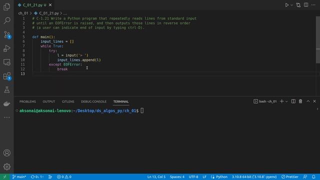 Solution to Data Structures and Algorithms in Python C-1.21: EOFError смотреть онлайн
