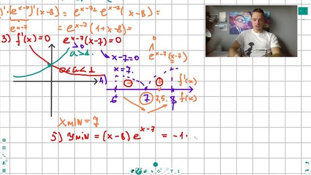 Производная произведения (сложная функция и экспонента) смотреть онлайн