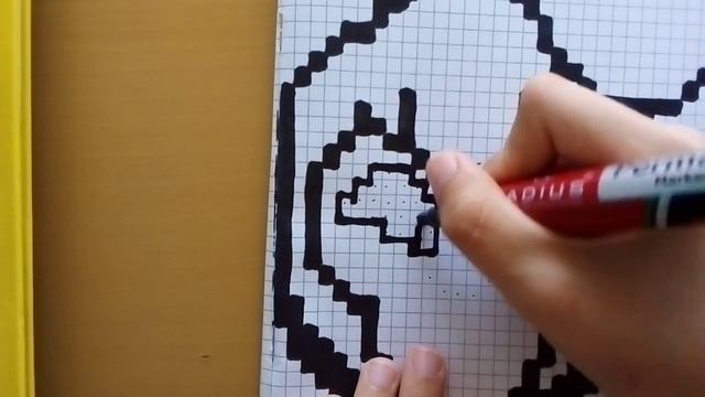 Как нарисовать по клеточкам эмодзи Кольта с сердечком из игры BRAWL STARS. смотреть онлайн