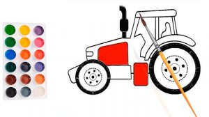 ? Рисуем трактор.  Раскраска трактор.  Coloring pages for children. Раскраски для малышей ?