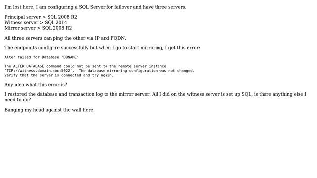 DevOps & SysAdmins: Error configuring witness server for failover in SQL Server смотреть онлайн