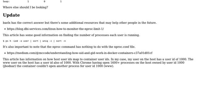 /bin/bash: Resource Temporarily Unavailable In Docker When Running Chrome