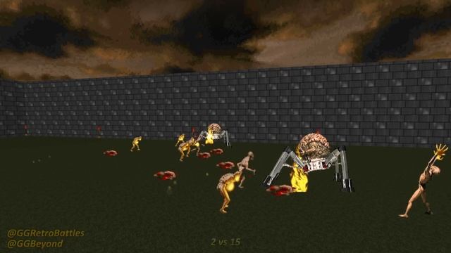 Spider Mastermind vs 10 Arch-viles - Monster Infighting - Doom II Retro Battles смотреть онлайн