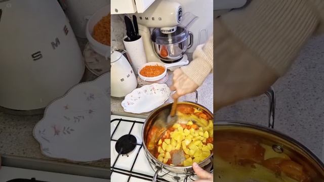 суп пюре с чечевицы Zupa Z Soczewicy #еда#суп# #сухари#пюре