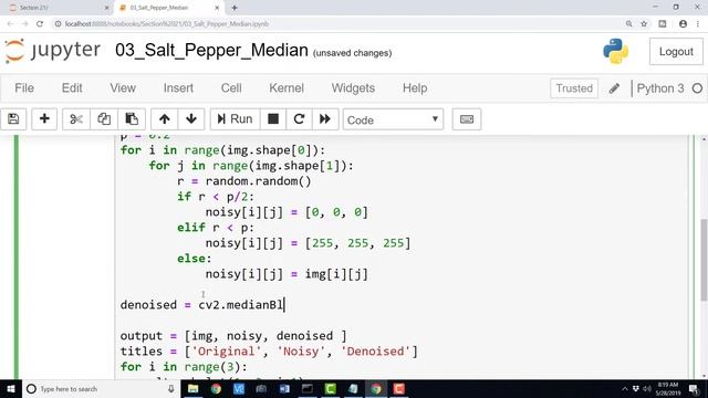 EP031 - Python OpenCV - Salt Pepper Median Blur смотреть онлайн