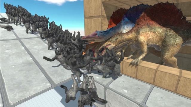 Can 100 Human and Ape Army Survive Spinosaurus Brothers Guardians? Animal Revolt Battle Simulator смотреть онлайн