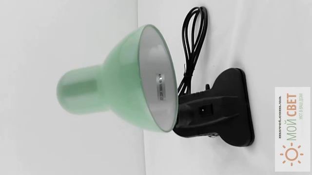 Ученическая настольная лампа на прищепке. Салатовая.