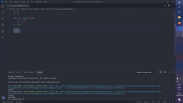 Codebymath with Python - Sum square difference смотреть онлайн
