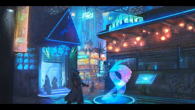 Ambient Guitar: Rainy Cyberpunk City 1h+ Longplay (with rain sounds) смотреть онлайн