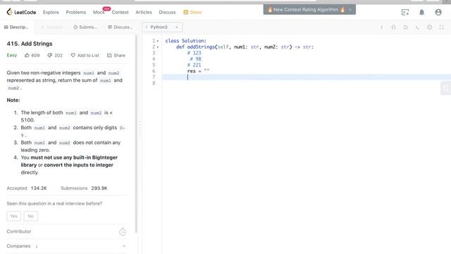 Leetcode 415. Add Strings Python Solution смотреть онлайн