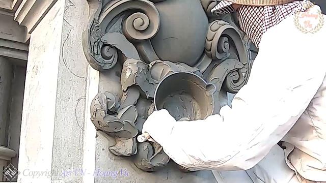 It's amazing I make a bas-relief on the column with sand cement - Art VN смотреть онлайн