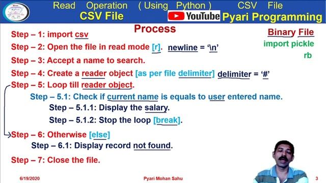 Python CSV file read operation | Search an employee name and display the corresponding salary. смотреть онлайн
