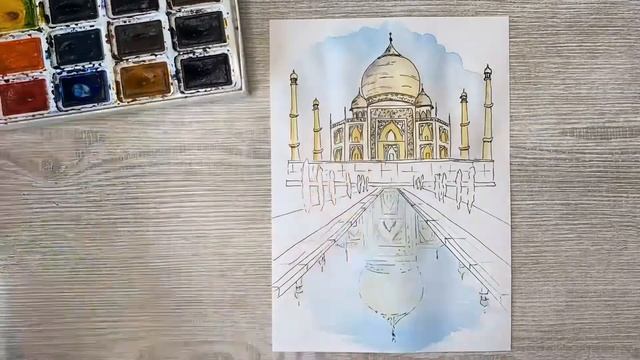 Архитектура Тадж-Махал акварелью / Architecture Taj Mahal with watercolor sketching смотреть онлайн