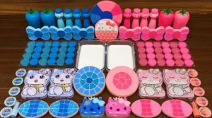 СИНИЙ против РОЗОВОГО ХЕЛЛО КИТТИ! Смешиваем случайным образом в ГЛЯНЦЕВУЮ СЛИЗЬ! Расслабляющее виде