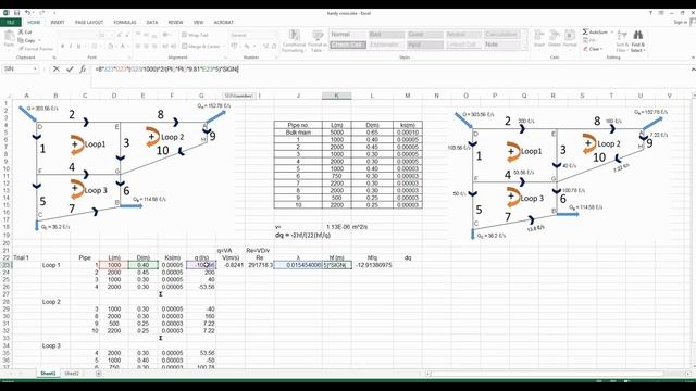 Pipe network analysis in Excel using Hardy cross method (English) смотреть онлайн