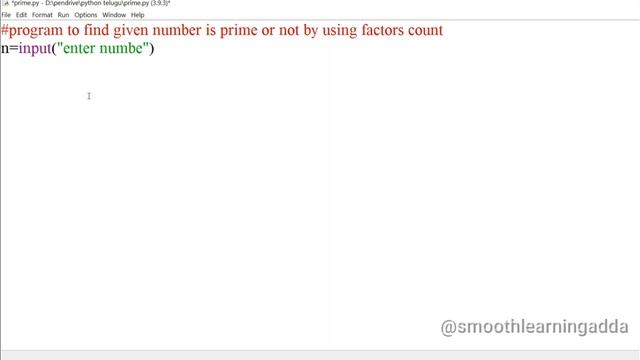 PYTHON program to check given NUMBER is PRIME or NOT | python in TELUGU by @smoothlearningadda смотреть онлайн