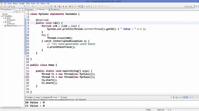 Java Threads Tutorial 3 - Creating Java Threads by implementing Runnable Interface смотреть онлайн