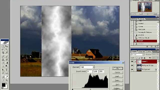 Видеоуроки по фотошопу. 106. Создание молнии из облаков смотреть онлайн