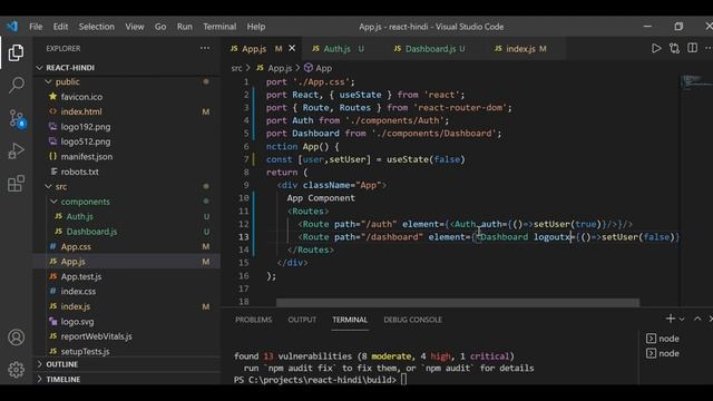 Public and Protected Routes | React Router Tutorial in Hindi | Reactjs Tutorial in Hindi #96 смотреть онлайн
