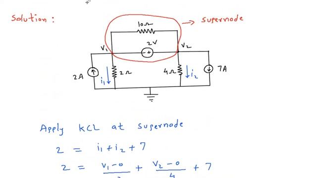 Nodal Analysis with supernode : For the circuit shown in Fig 3 9, find the node voltages смотреть онлайн