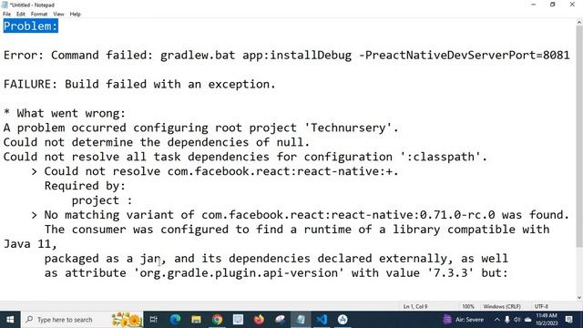 Error Command failed gradlew bat app installDebug PreactNativeDevServerPort=8081 React Native fixe смотреть онлайн