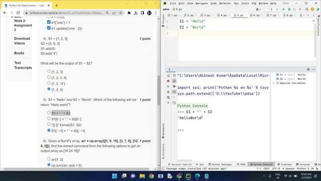 NPTEL Python for Data Science Week 2 Quiz answers with detailed proof of each answer смотреть онлайн