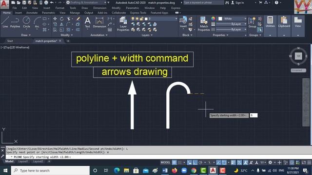 How to draw an arrows in Autocad,polyline,width смотреть онлайн