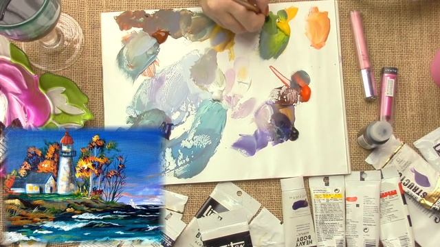 Acrylic painting tutorial | Fall Lighthouse | The Art Sherpa | TheArtSherpa смотреть онлайн