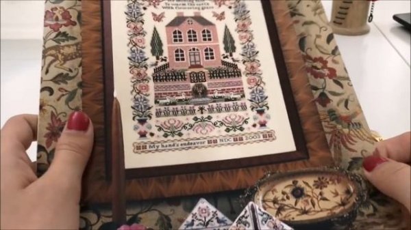 12. Вышивка крестиком.  Готовая работа American sampler.  Старты в Апреле