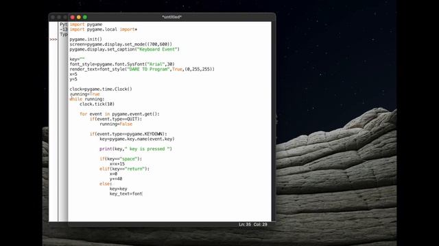 07-Pygame Keyboard events & text rendering смотреть онлайн