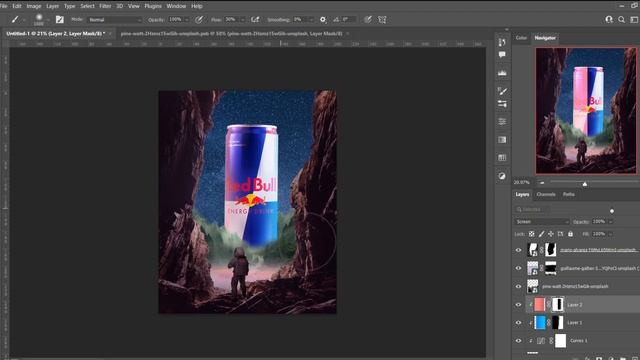 Redbull Poster Photoshop Speed Art | Photo manipulation смотреть онлайн