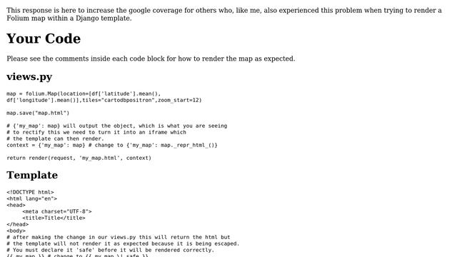 Error when trying to render Folium map on Django Server (2 Solutions!!) смотреть онлайн