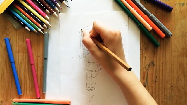 Рисуем девочку кошку. смотреть онлайн