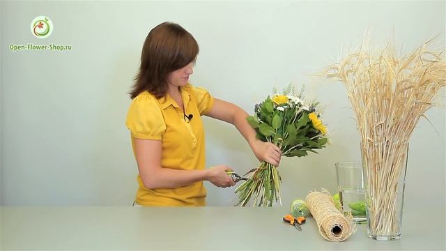 Как сделать спиральный букет с колосками. Мастер класс практической флористики. смотреть онлайн