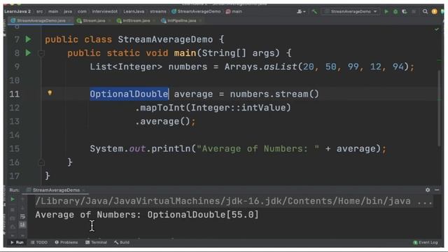 JAVA 8 STREAM CALCULATE AVERAGE LIST OF NUMBERS IN ONE LINE OF CODE | CODE EXAMPLE | InterviewDOT смотреть онлайн